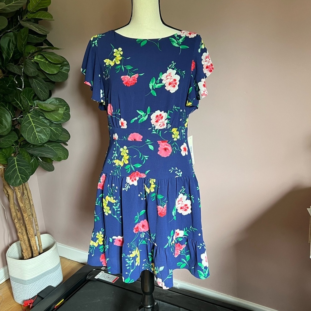 Eliza J Floral Blue Dress NWT